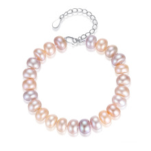 Multicolor 925 Sterling Silver Freshwater Pearl Chain Beaded Bracelets